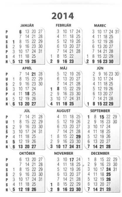 Firemné vreckové kalendáriky